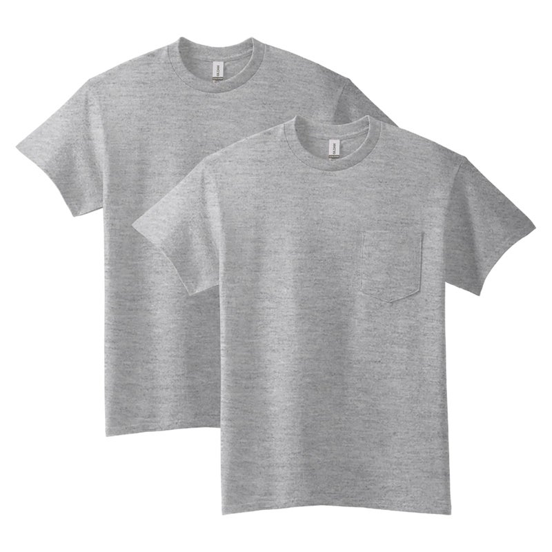 Gildan Adult Ultra Cotton T-Shirt with Pocket, Style G2300, 2-Pack, Sport Grey, Medium - Image 1